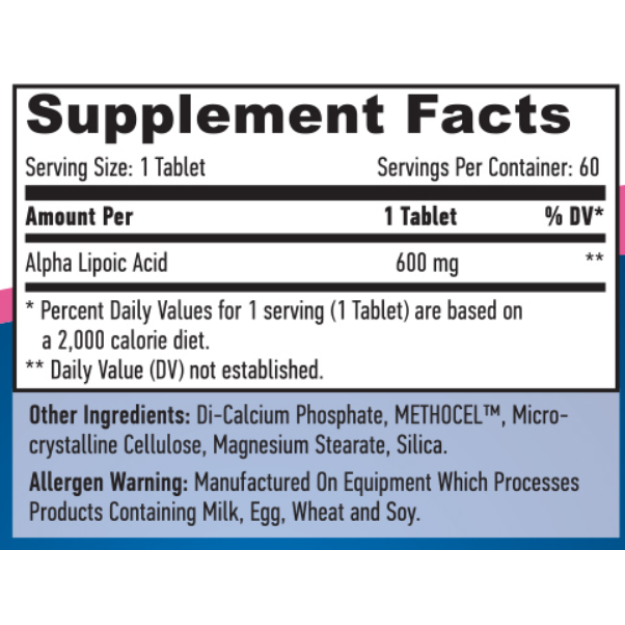 Haya Labs Alfa lipoinė rūgštis / Laiko atpalaidavimas / 600 mg 60 tablečių paveikslėlį Haya Labs Alfa lipoinė rūgštis / Laiko atpalaidavimas / 600 mg 60 tablečių nuotrauka