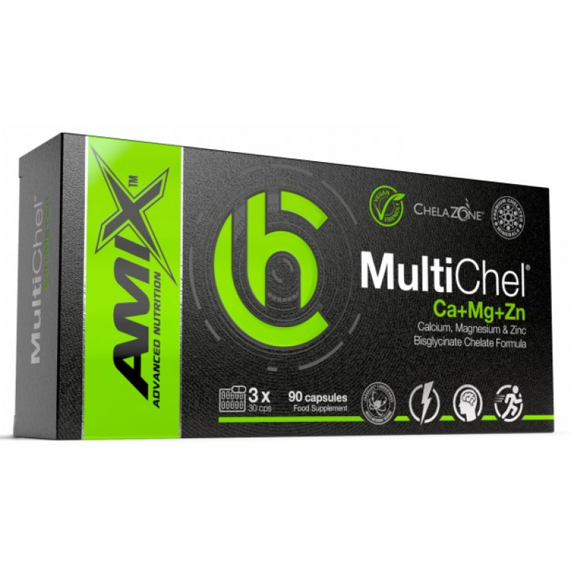 Amix Nutrition ChelaZone® MultiChel® Ca + Mg + Zn bisglütsinaat Chelate 90 Vegan kapslid foto