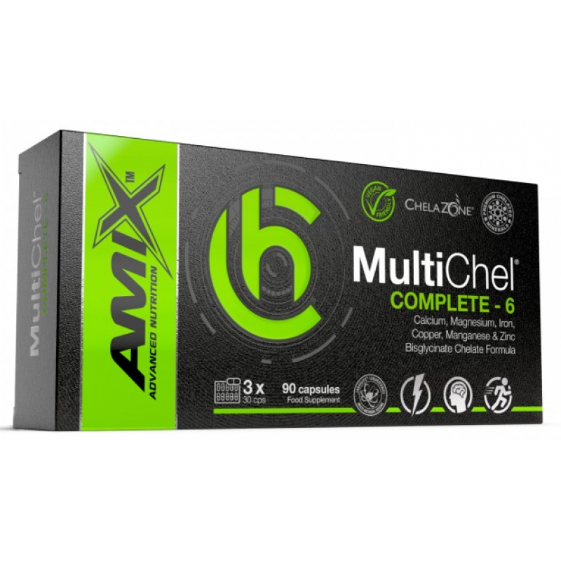 Amix Nutrition ChelaZone® MultiChel® Complete 6 bisglütsinaat Chelate 90 Vegan kapslid foto