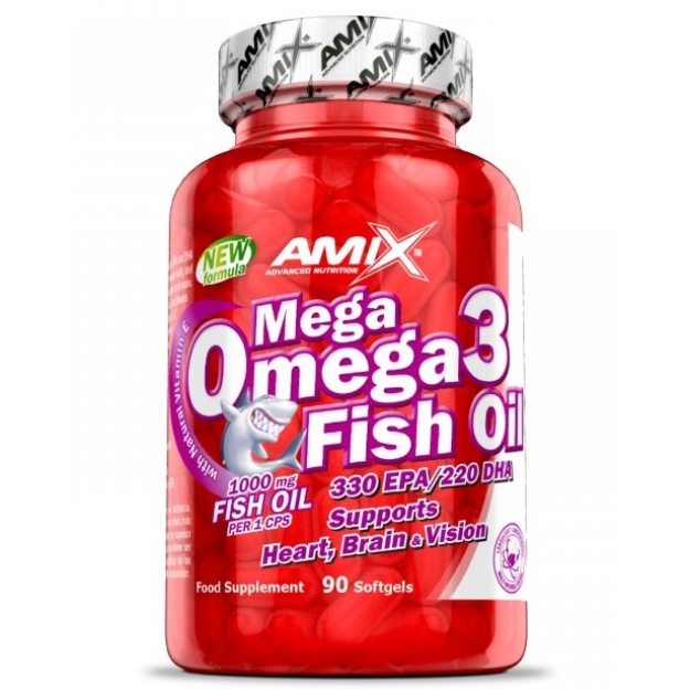 Amix Nutrition Mega Omega 3 Fish Oil 1000 mg ( 330mg/220mg ) - 90 softgels paveikslėlį Amix Nutrition Mega Omega 3 Fish Oil 1000 mg ( 330mg/220mg ) - 90 softgels nuotrauka