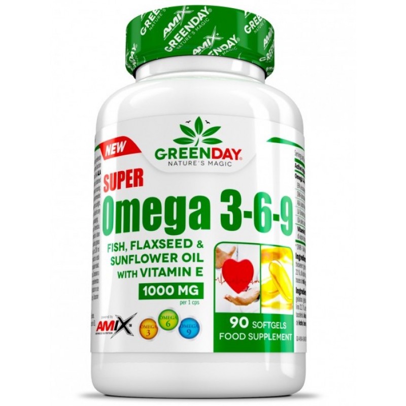 Amix Nutrition GreenDay® Super Omega 3-6-9 90 geelkapslit