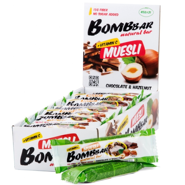 Bombbar Chocolate-hazelnut muesli bar 45 g photo