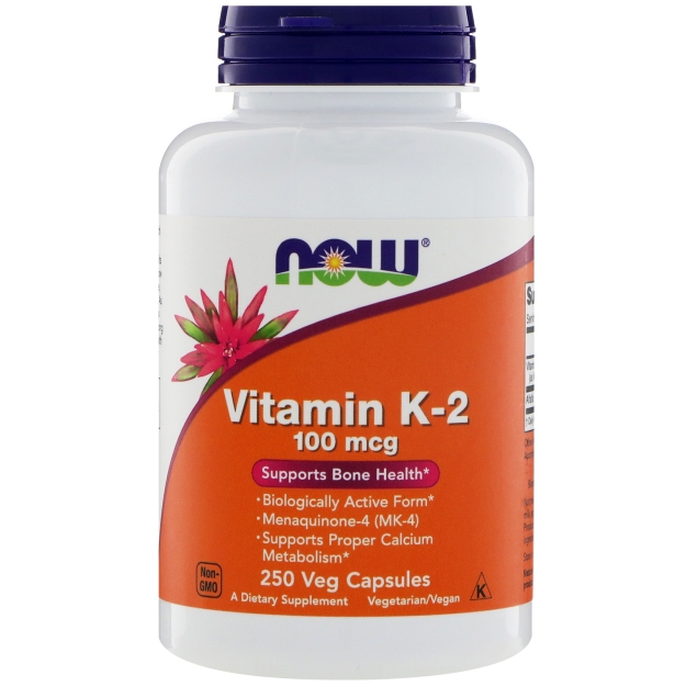 NOW Foods K2-vitamiin 100 mcg 250 kapslit foto