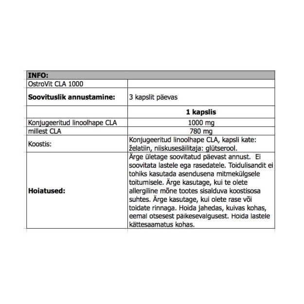 Ostrovit CLA 1000 90 kapsulashttps://fitpoint.ee/admin/#language7 bilde Ostrovit CLA 1000 90 kapsulashttps://fitpoint.ee/admin/#language7 fotogrāfija