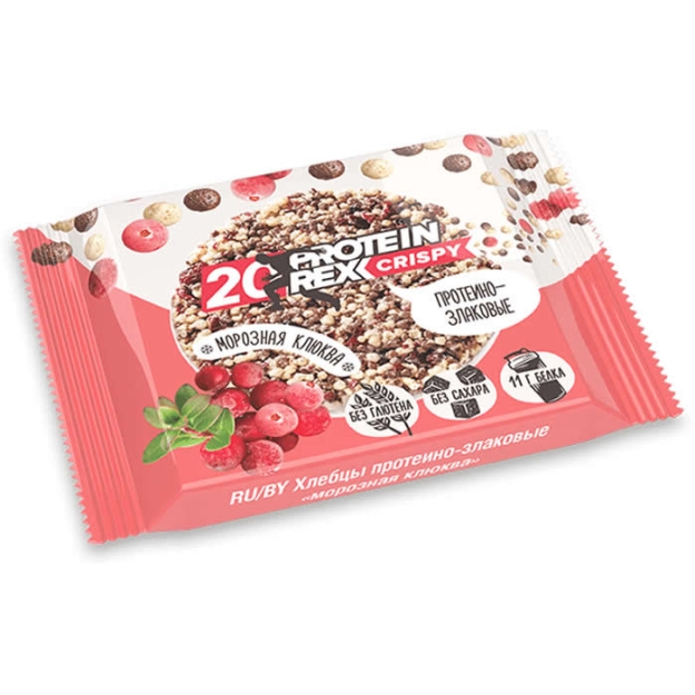 Protein Rex Valgu-teraviljarikas leiva krõpsud, Frosty Cranberries 55g picture Protein Rex Valgu-teraviljarikas leiva krõpsud, Frosty Cranberries 55g photo