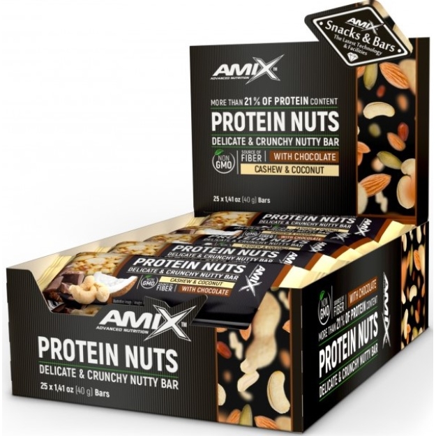 Amix Nutrition Protein Nuts Crunchy Nutty Bar 40 g - cashew and coconuts picture Amix Nutrition Protein Nuts Crunchy Nutty Bar 40 g - cashew and coconuts photo