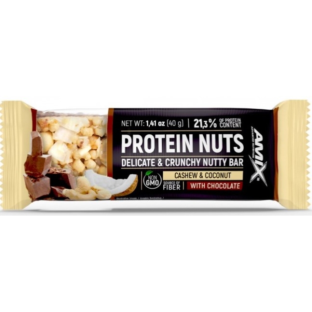 Amix Nutrition Protein Nuts Crunchy Nutty Bar 40 g - cashew and coconuts picture Amix Nutrition Protein Nuts Crunchy Nutty Bar 40 g - cashew and coconuts photo