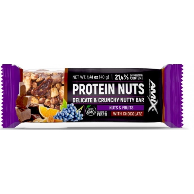 Protein Nuts kraukšķīgs riekstu batoniņš 40 g - rieksti un augļi