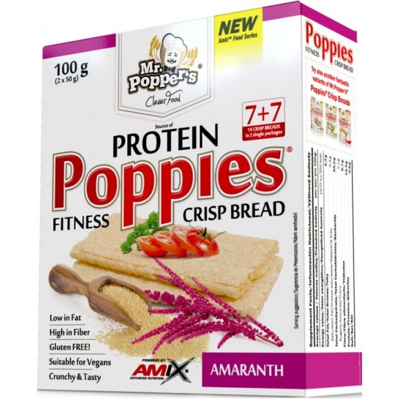 Amix Nutrition Mr.Popper's Poppies proteiini näkileivad 100 g - amarant