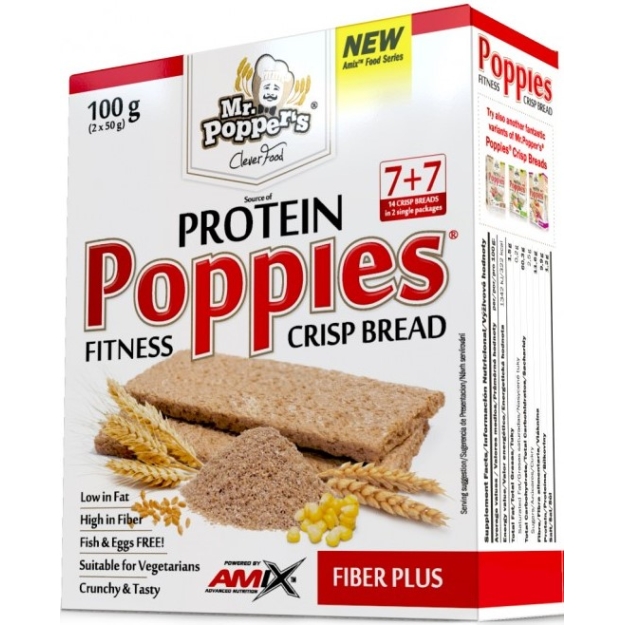 Amix Nutrition Mr.Popper's Poppies proteīna kraukšķīgas maizes 100 g - fiber plus bilde Amix Nutrition Mr.Popper's Poppies proteīna kraukšķīgas maizes 100 g - fiber plus fotogrāfija