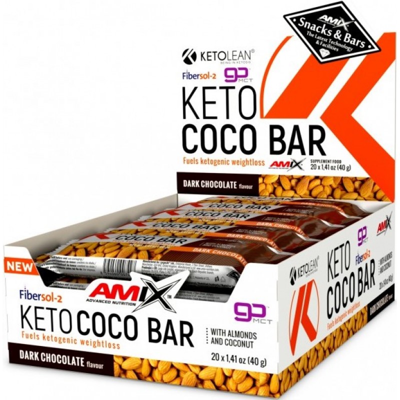 Amix Nutrition KetoLean® Keto goBHB® Coco batoon 40 g - tume šokolaad foto