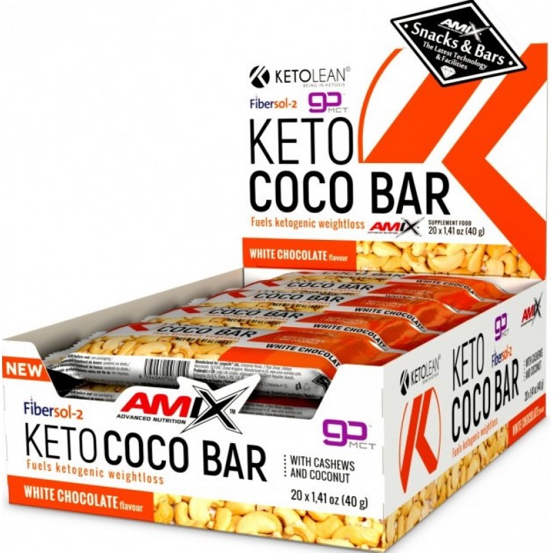 Amix Nutrition KetoLean® Keto goBHB® Coco batoon 40 g - valge šokolaad foto
