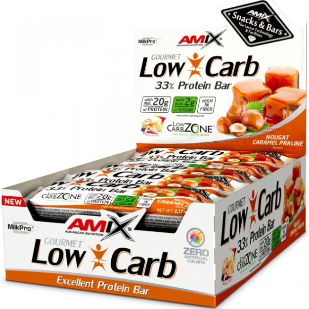 Amix Nutrition Low-Carb 33% Protein Bar 60 g - Nougat Caramel Praline picture Amix Nutrition Low-Carb 33% Protein Bar 60 g - Nougat Caramel Praline photo