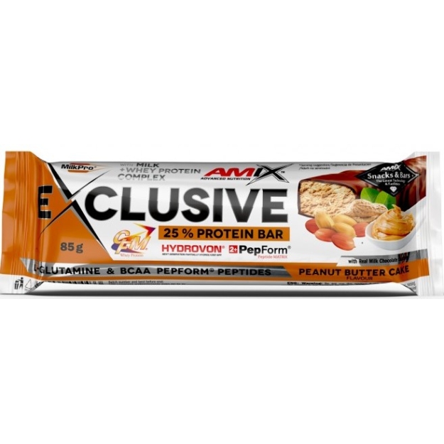 Amix Nutrition Exclusive® протеиновый батончик 85 г - пирог с арахисовым маслом фото