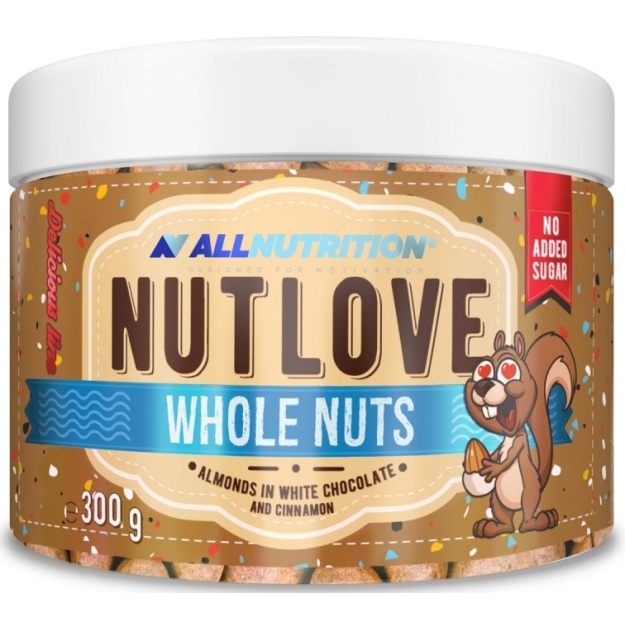 Nutlove цельные орехи 300 г - миндаль в белом шоколаде и корице