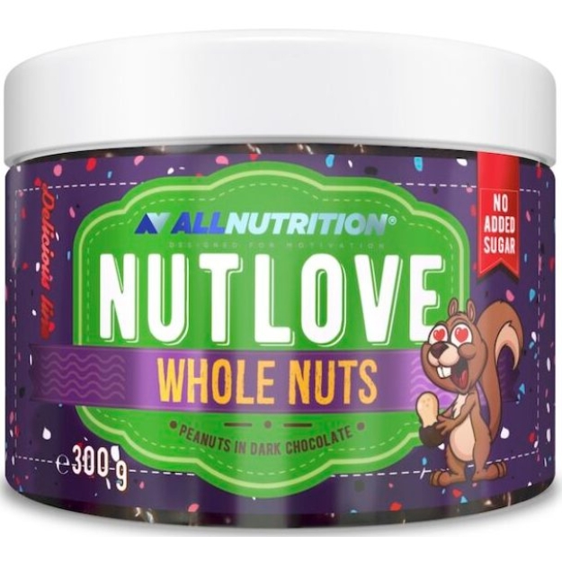 AllNutrition Nutlove Whole Nuts 300 g zemesrieksti tumšajā šokolādē bilde AllNutrition Nutlove Whole Nuts 300 g zemesrieksti tumšajā šokolādē fotogrāfija