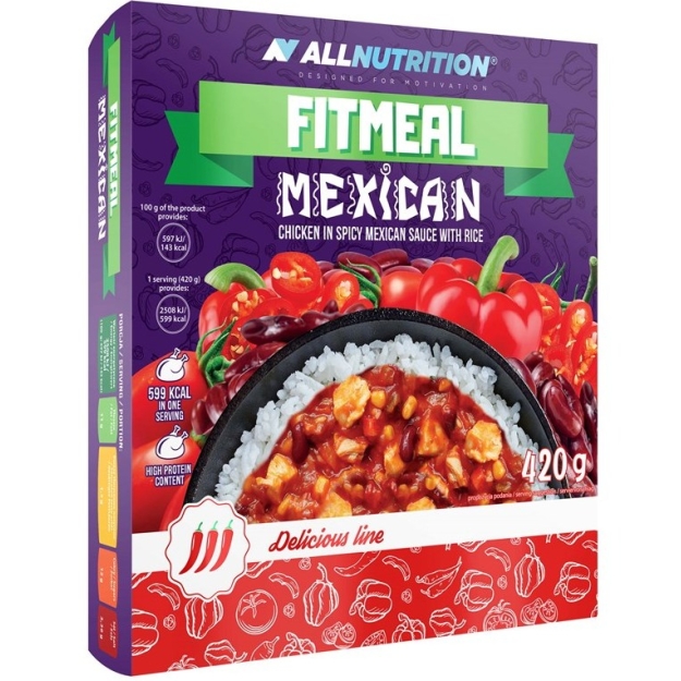 Fitmeal Mexican 420 g - vistas gaļa meksikāņu mērcē ar rīsiem