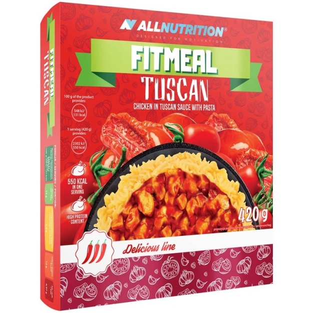 AllNutrition Fitmeal Tuscan 420 g - vistas gaļa Toskānas mērcē ar makaroniem fotogrāfija