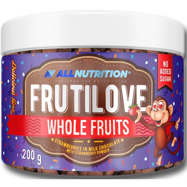AllNutrition Frutilove Whole Fruits 300 g - braškės pieniniame šokolade paveikslėlį AllNutrition Frutilove Whole Fruits 300 g - braškės pieniniame šokolade nuotrauka