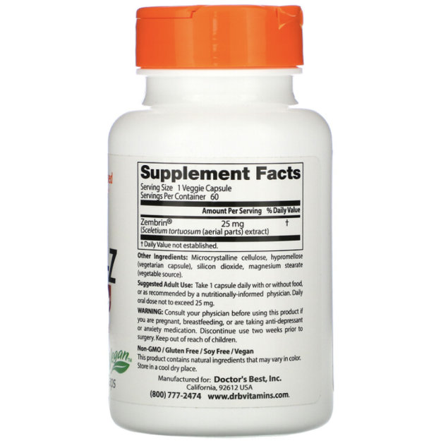 Doctor's Best Calm with Zembrin 25 mg 60 Vege kapsulės paveikslėlį Doctor's Best Calm with Zembrin 25 mg 60 Vege kapsulės nuotrauka