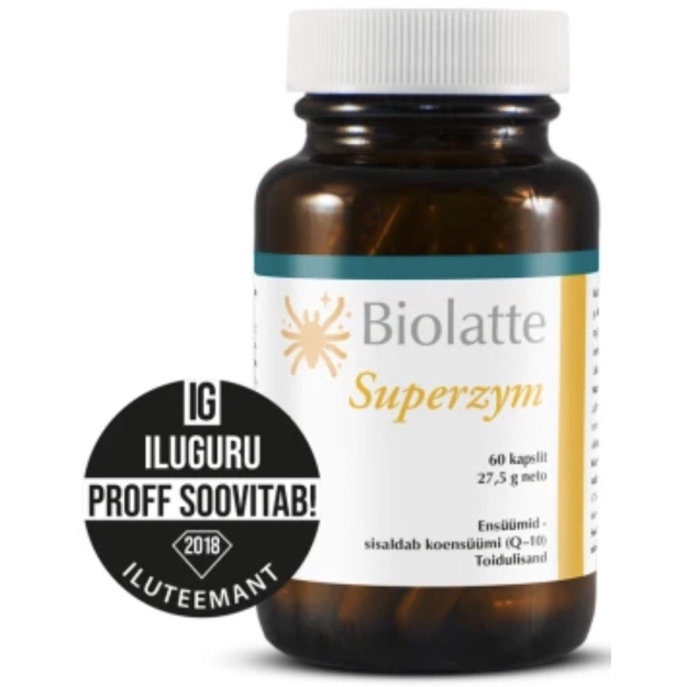 Biolatte Superzym uztura bagātinātājs 60 kapsulas bilde Biolatte Superzym uztura bagātinātājs 60 kapsulas fotogrāfija
