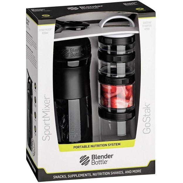Blender Bottle Combo Pak Sportmixer kratītājs un Gostak Starter 4Pak - melns bilde Blender Bottle Combo Pak Sportmixer kratītājs un Gostak Starter 4Pak - melns fotogrāfija