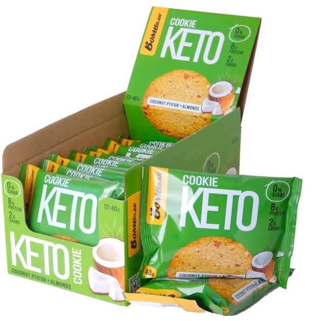 Bombbar Keto Cookies 40 g -Coconut Ptifur & Almonds- картинка Bombbar Keto Cookies 40 g -Coconut Ptifur & Almonds- фото
