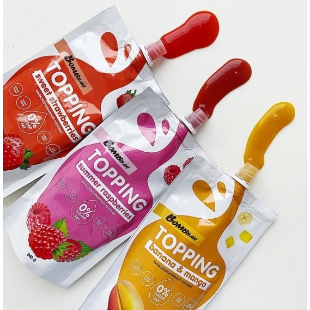 Bombbar Topping Banana-Mango 250 g pilt Bombbar Topping Banana-Mango 250 g foto