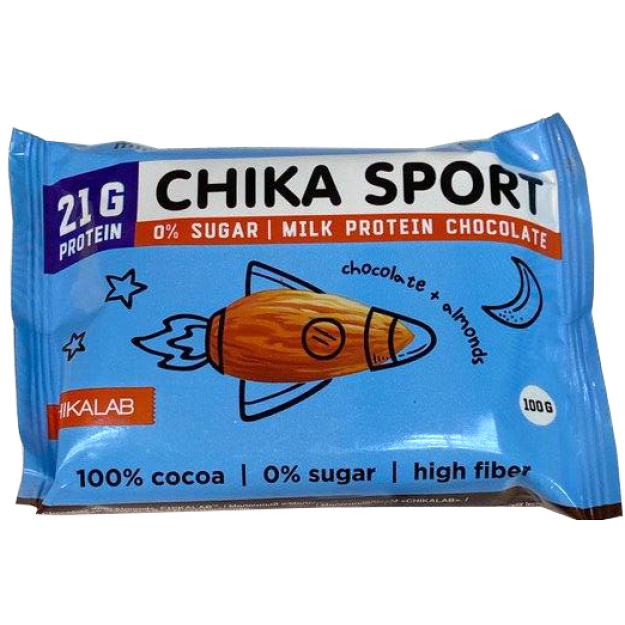 Bombbar Chika Sport milk chocolate with almonds 100 g picture Bombbar Chika Sport milk chocolate with almonds 100 g photo