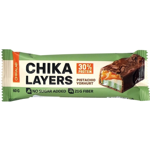 Bombbar Протеиновый батончик Chikalab Chika Layers 60 г - фисташковый йогурт картинка Bombbar Протеиновый батончик Chikalab Chika Layers 60 г - фисташковый йогурт фото