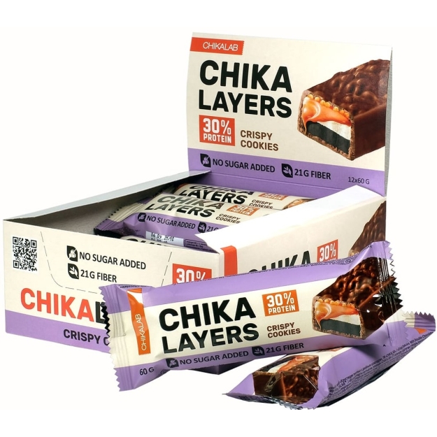Bombbar Протеиновый батончик Chikalab Chika Layers 60 г - хрустящее печенье картинка Bombbar Протеиновый батончик Chikalab Chika Layers 60 г - хрустящее печенье фото