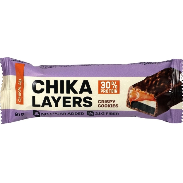 Bombbar Протеиновый батончик Chikalab Chika Layers 60 г - хрустящее печенье картинка Bombbar Протеиновый батончик Chikalab Chika Layers 60 г - хрустящее печенье фото