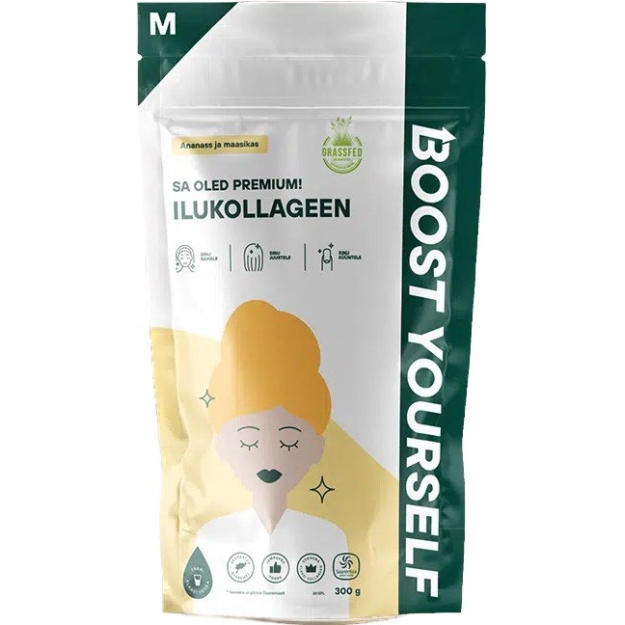 Boost Yourself Grožio kolagenas su ananasais ir braškėmis superfood 300 g nuotrauka