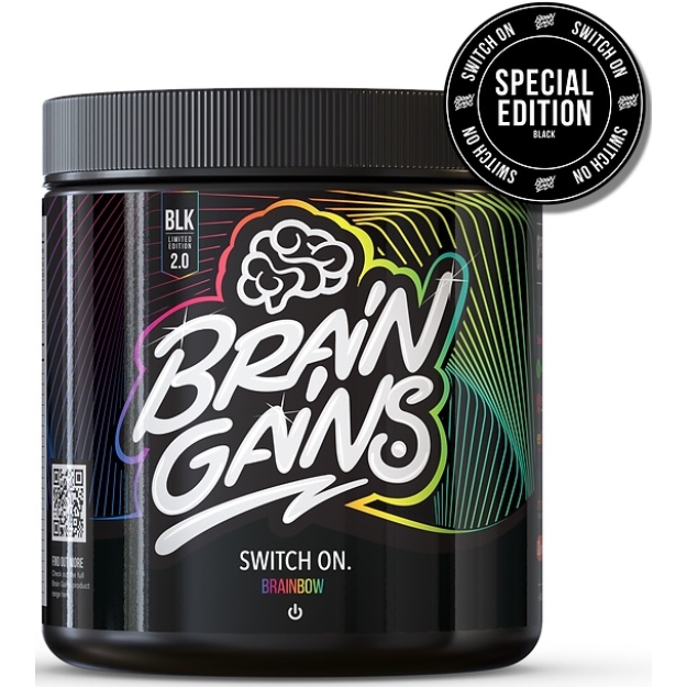 Brain Gains Nootropic Brain Fuel Black Edition 300 g - Brainbow pilt Brain Gains Nootropic Brain Fuel Black Edition 300 g - Brainbow foto