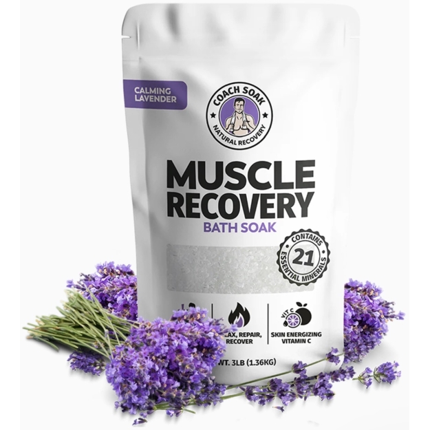Coach Soak Muscle Recovery Bath Soak 1360 g (magnija pārslas) - Lavanda bilde Coach Soak Muscle Recovery Bath Soak 1360 g (magnija pārslas) - Lavanda fotogrāfija