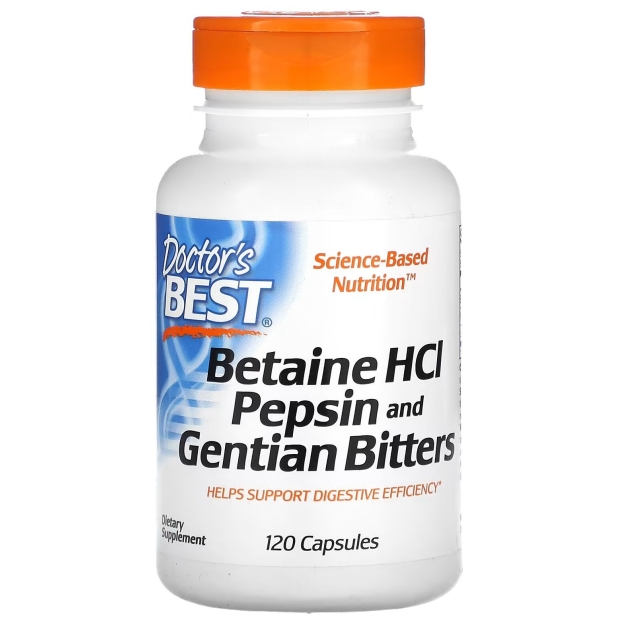 Doctor's Best Betaine HCL Pepsin & Gentian Bitters 120 capsules Doctor's Best Betaine HCL Pepsin & Gentian Bitters 120 capsules