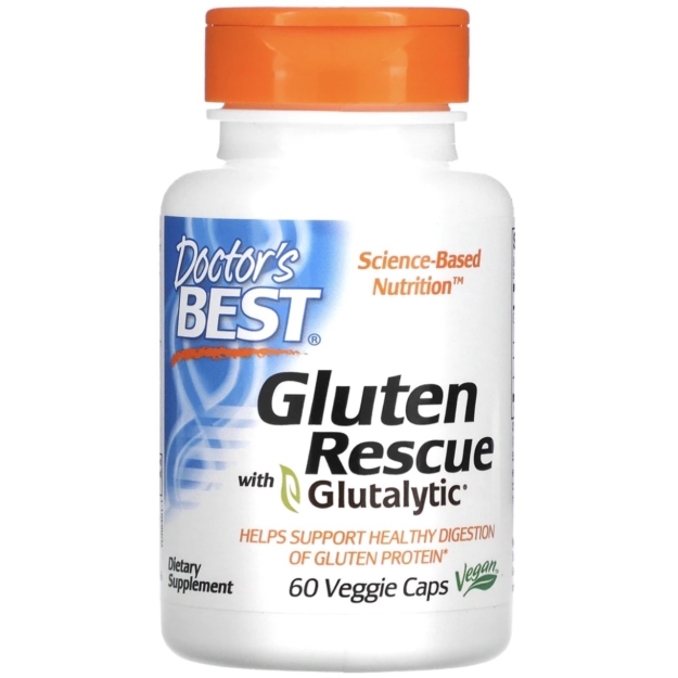Doctor's Best Gluten Rescue with Glutalytic 60 веганских капсул картинка Doctor's Best Gluten Rescue with Glutalytic 60 веганских капсул фото