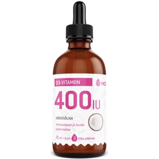 D3 Vitamiin LASTELE kookose õli, 400 IU tilk, 30 ml