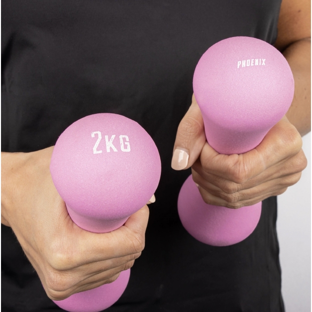 Phoenix Fitness Hanteles 2 kg x 2, rozā bilde Phoenix Fitness Hanteles 2 kg x 2, rozā fotogrāfija