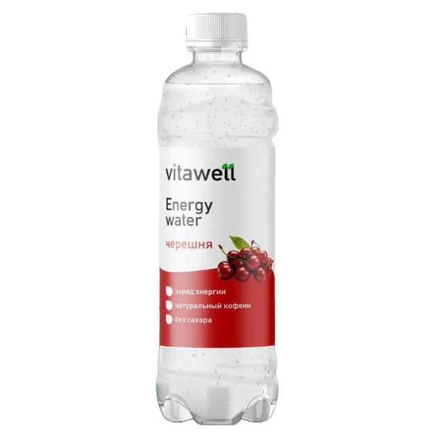 Lengvai gazuotas gėrimas „Vitawell Energy Water“ 0,5 l - Saldžioji vyšnia