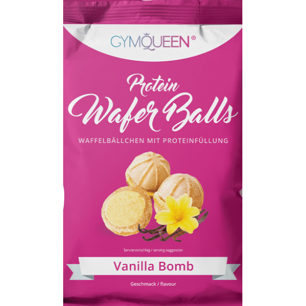 Gymqueen Queen proteiini vahvlipallid 75 g - vanilje pilt Gymqueen Queen proteiini vahvlipallid 75 g - vanilje foto