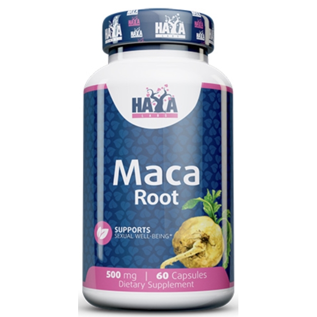 Haya Labs Maca 500 mg 60 veganiškų kapsulių paveikslėlį Haya Labs Maca 500 mg 60 veganiškų kapsulių nuotrauka