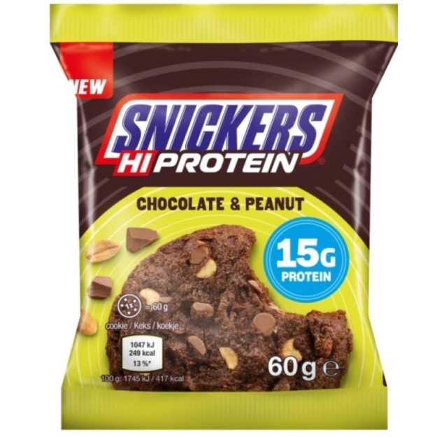 Snickers High Protein Cookie 60 g - Šokolaad ja maapähkel