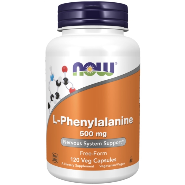 NOW L-fenilalanīns 500 mg 120 vegānu kapsulas fotogrāfija