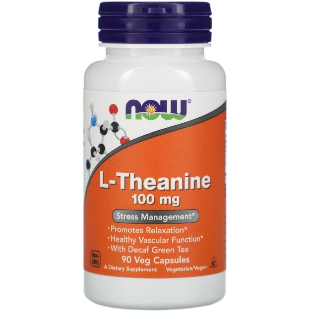 NOW L-Theanine with Decaf Green Tea 100 mg 90 Vege capsules picture NOW L-Theanine with Decaf Green Tea 100 mg 90 Vege capsules photo