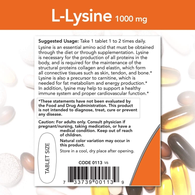 NOW L-lizino 1000 mg 100 tablečių paveikslėlį NOW L-lizino 1000 mg 100 tablečių nuotrauka