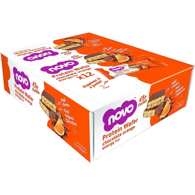 Novo Nutrition Протеиновый вафельный батончик 40 г - Шоколадно-апельсиновый картинка Novo Nutrition Протеиновый вафельный батончик 40 г - Шоколадно-апельсиновый фото