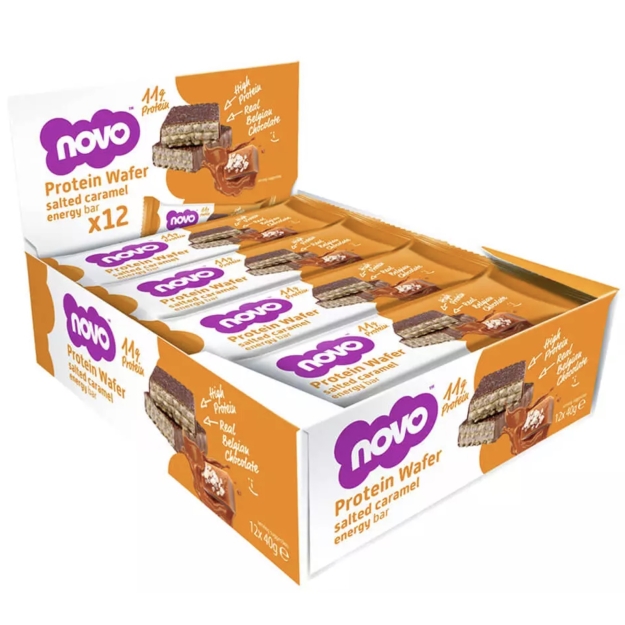 Novo Nutrition Протеиновый вафельный батончик 40 г - Соленая карамель картинка Novo Nutrition Протеиновый вафельный батончик 40 г - Соленая карамель фото