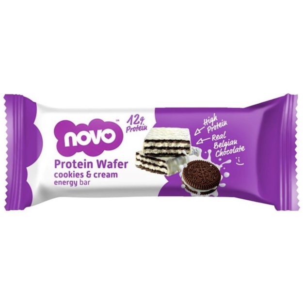 Novo Nutrition Protein Vahvlibatoon 40 g - Küpsisekreem pilt Novo Nutrition Protein Vahvlibatoon 40 g - Küpsisekreem foto