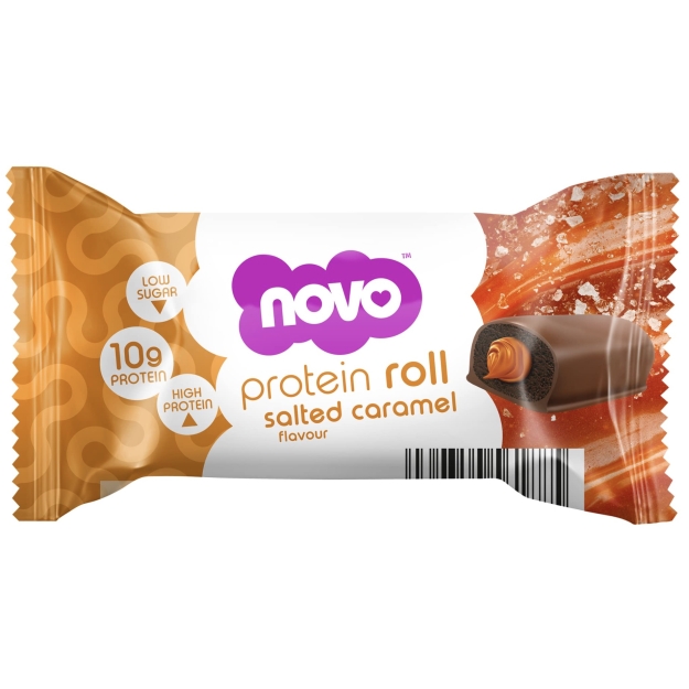 Novo Nutrition Rullīšu batoniņš 33 g - Sālīta karamele Novo Nutrition Rullīšu batoniņš 33 g - Sālīta karamele